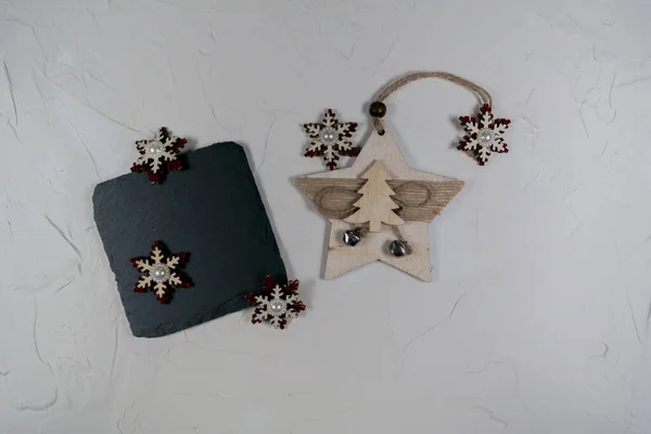 Wooden Christmas Decorations Stone — Fotografia de Stock