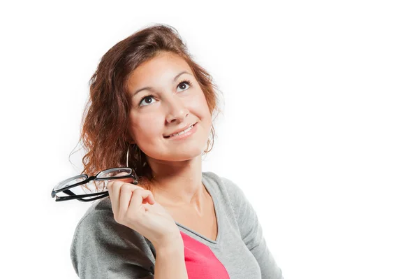 Ragazza sorridente con gli occhiali — Foto Stock