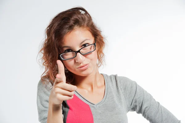 Chica sonriente con gafas — Foto de Stock