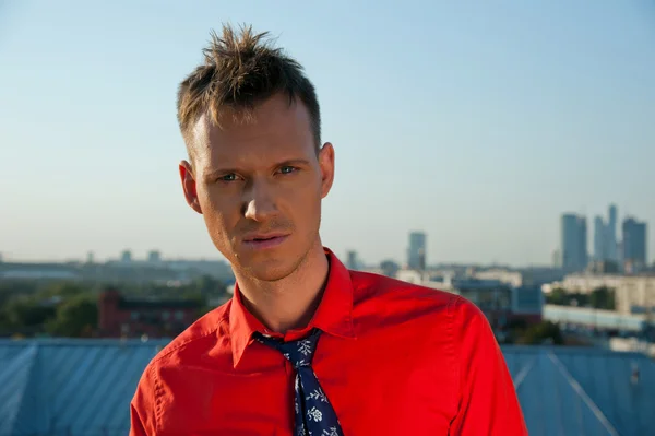 A man in a red shirt — Stock Photo, Image