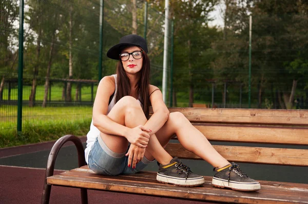 Portrait Of Young Woman On Playground — Stock Photo, Image