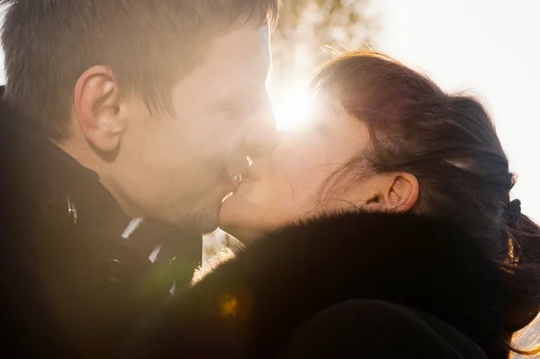 Closeup of kissing couple — Stock Photo, Image