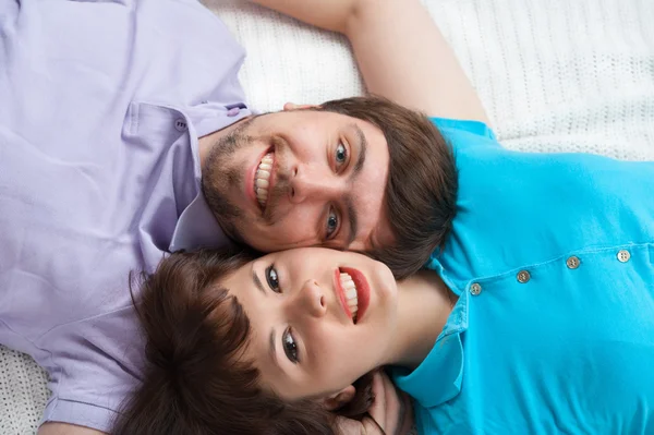Relaxing together in bed — Stock Photo, Image