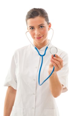 Steteskoplu kadın doktor.
