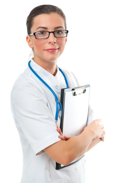 Medico con stetoscopio e appunti — Foto Stock