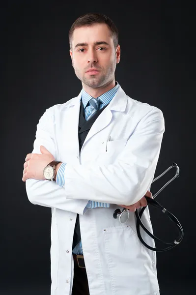 Doctor holds stethoscope — Stock Photo, Image