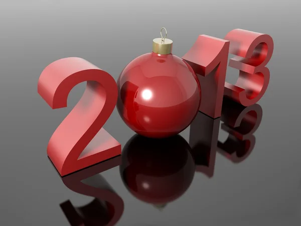 Neues Jahr 2013 in Zahlen mit Weihnachtskugel — Stockfoto