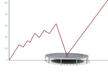 ticari büyüme kırmızı grafik bir trambolin ile yeniden hizmete