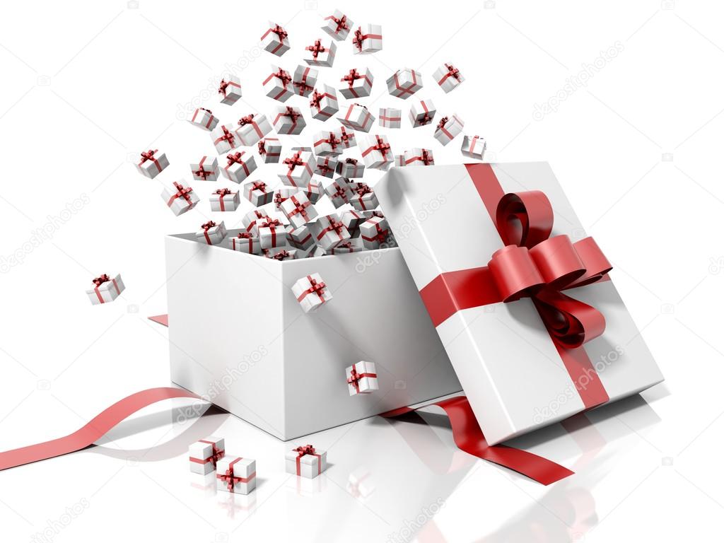 Gift box emitting little gift boxes — Stock Photo © AntonioGuillemF
