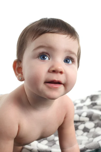 Bébé de huit mois aux grands yeux bleus — Photo