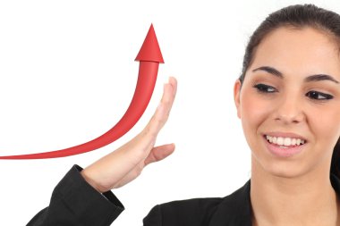 bir büyüme grafiği yükselterek iş kız