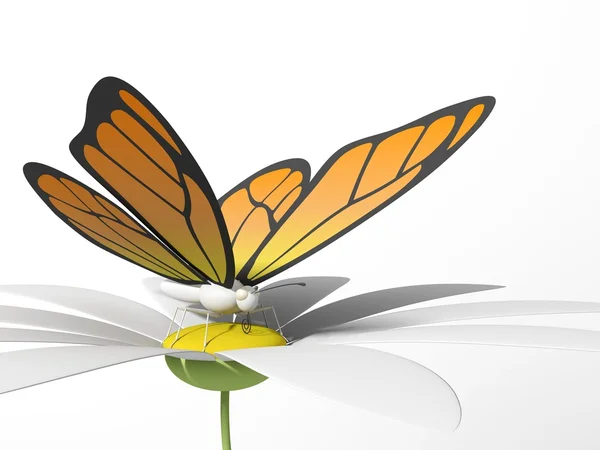 Vlinder op een Daisy — Stockfoto