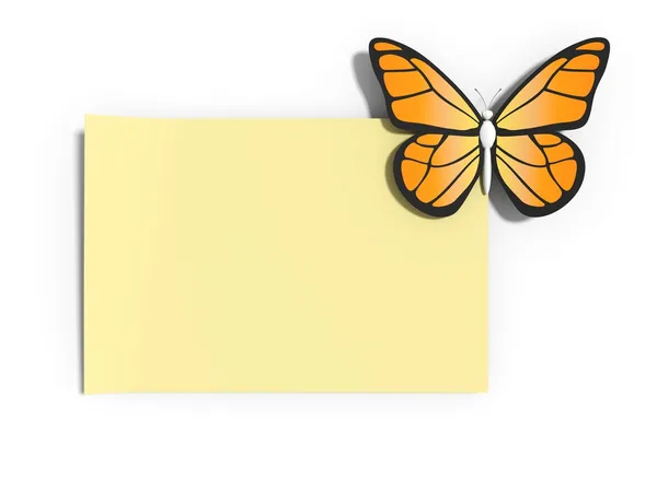 Note with a butterfly — Zdjęcie stockowe