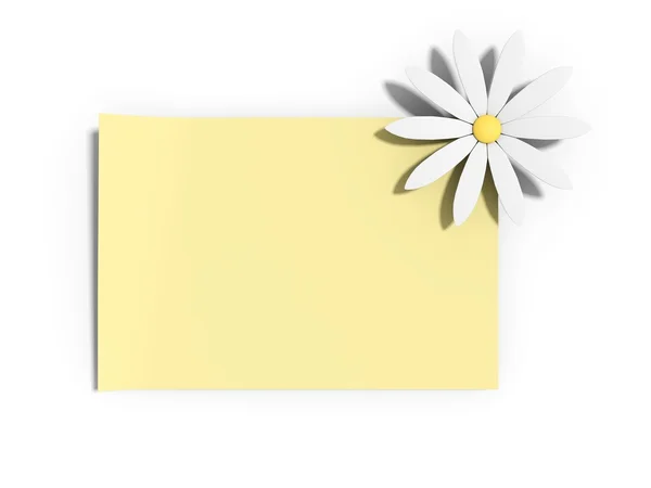 Žlutá Poznámka s daisy — Stockfoto
