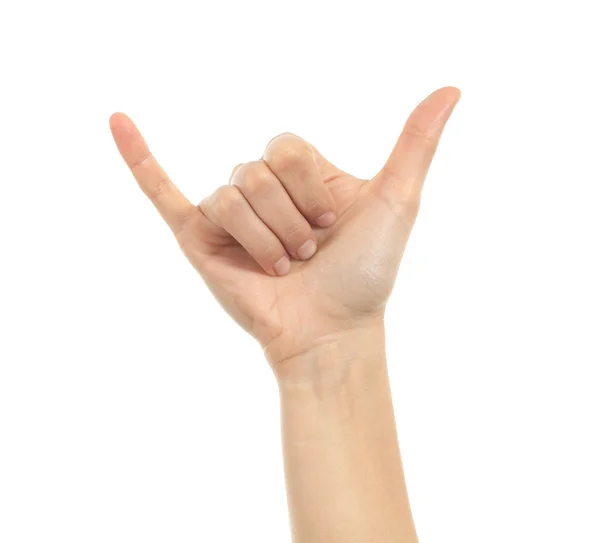Shaka ou sinal de mão de chamada — Fotografia de Stock