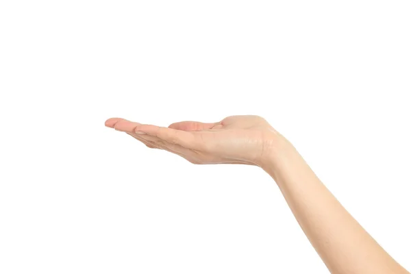 Mulher mão em segurando gesto — Fotografia de Stock