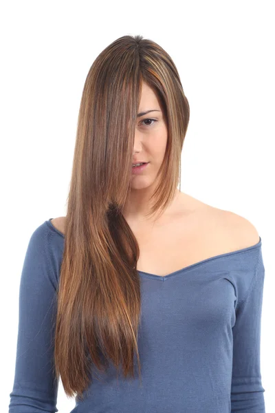 Long and beautiful straight hair of a woman — Stock Photo, Image