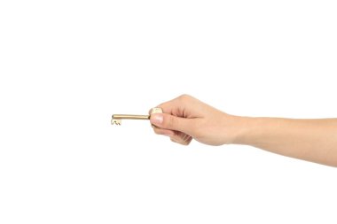 güzel kadın el ile eski bir anahtar