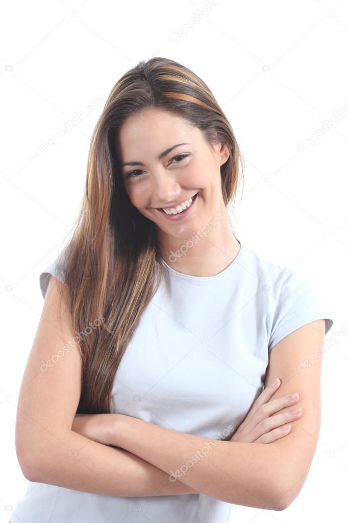Woman smiling with a seductive glance