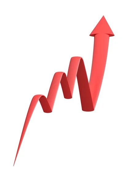 Representación 3D de una línea de gráfico de crecimiento — Foto de Stock