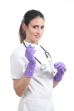 dna çubukla ve lateks küreler güzel hemşire