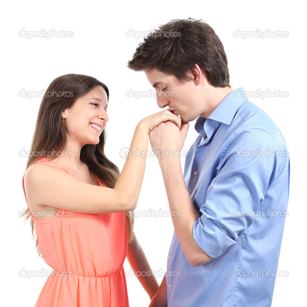 Man kissing the hand to his partner