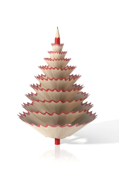 Render of a tree made with a pencil and its wooden shavings — Stock Photo, Image