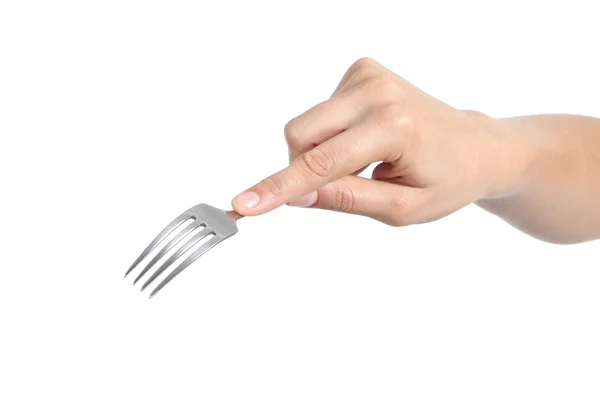 Woman hand using a fork — Stock Photo, Image