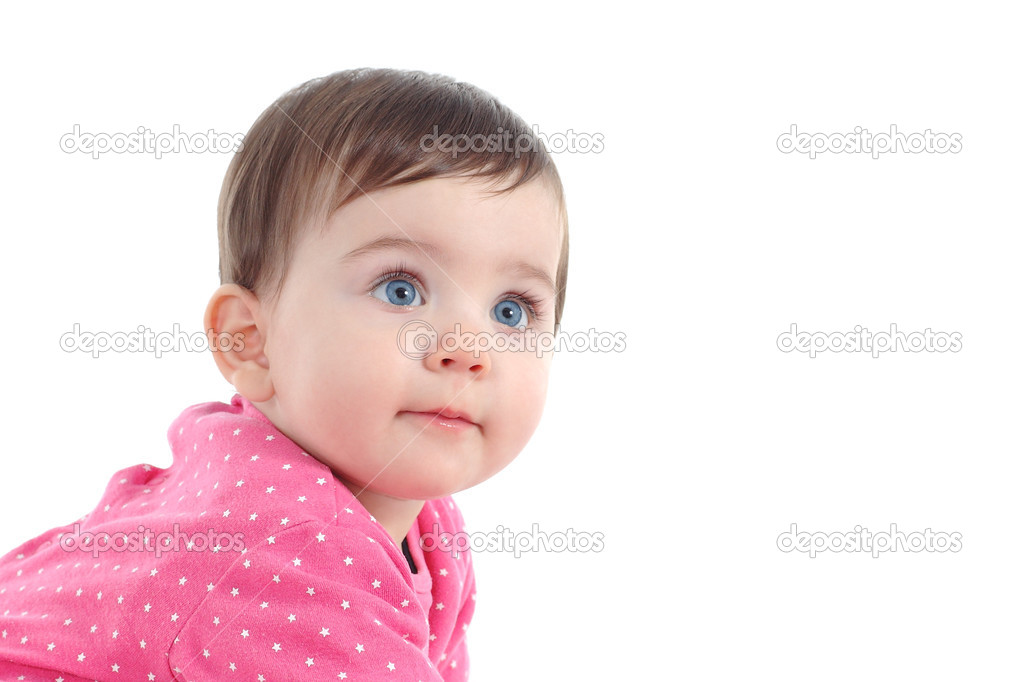 Portrait of a beautiful baby with blue eyes