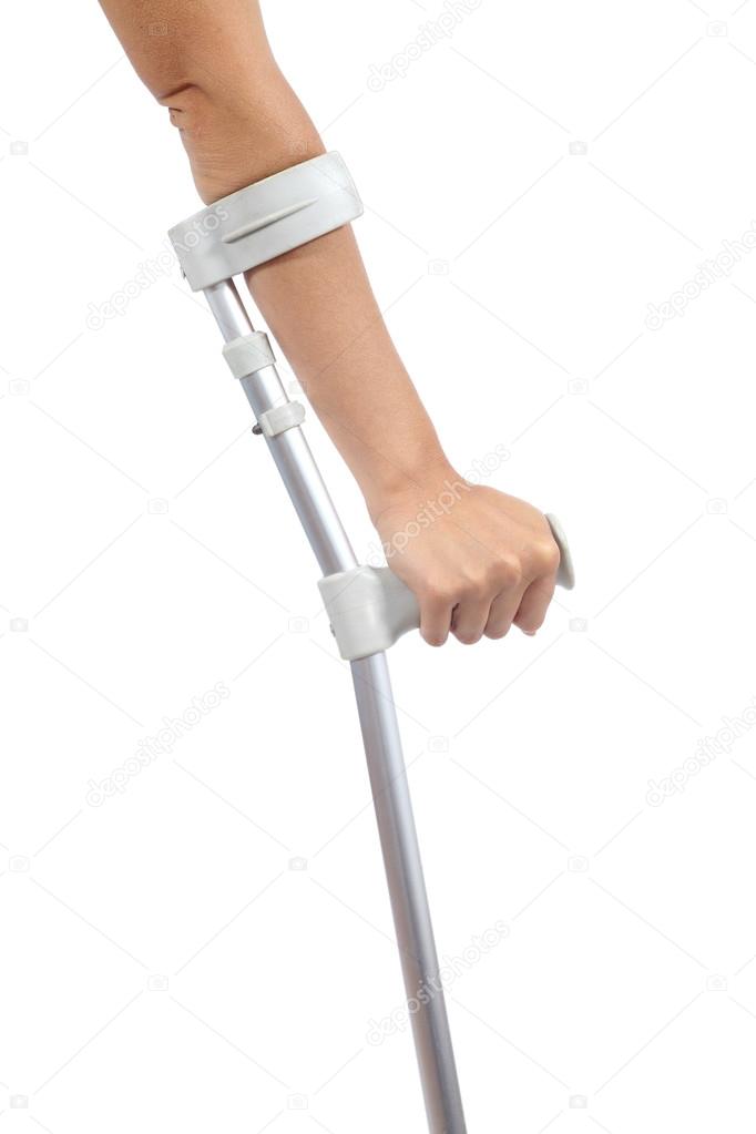 Woman hand using a crutch