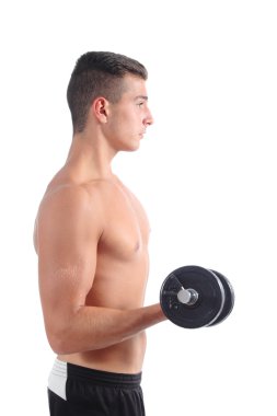çekici bir adam izole ağırlık yapıyor