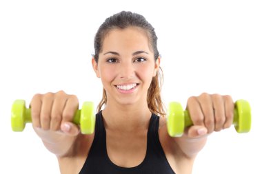güzel sporcumuz dumbbells ile aerobik egzersiz