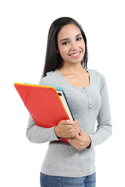 Arab student teenager girl posing with folders — Stock Photo, Image