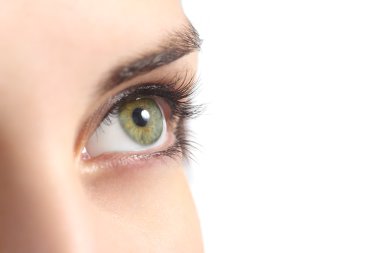 Close up of a green woman eye