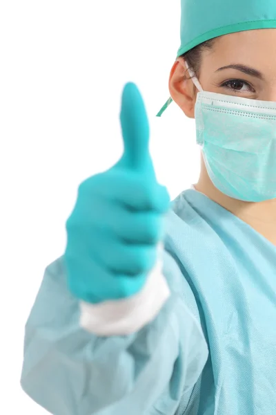 Zblízka chirurga s palcem — Stock fotografie