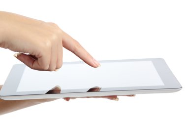 tablet pc dokunma bir kadın eli yakın çekim
