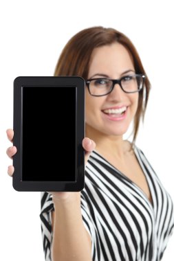 güzel Sekreter boş tablet pc ekran gösteriliyor