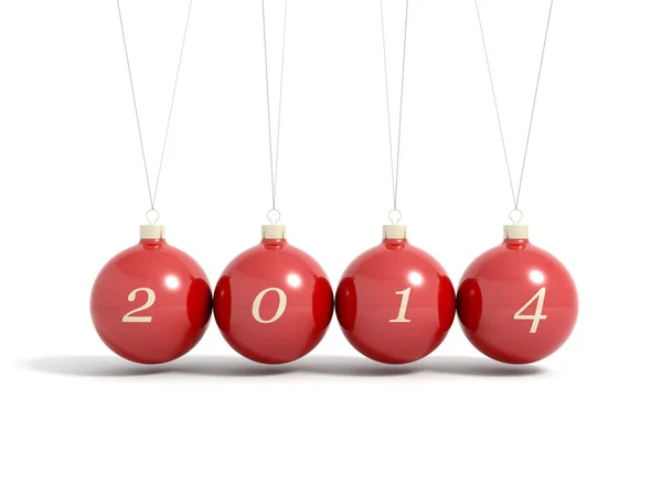 Renderização de 2014 ano novo bolas de Natal pêndulo — Fotografia de Stock