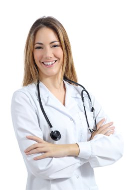 güzel doktor kadın izole katlanmış silah ile poz