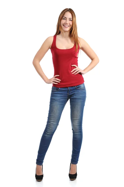 Front view of a beautiful standing woman model posing — Stock Photo, Image