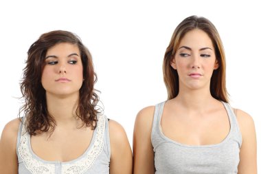 Two girls looking each other angry clipart