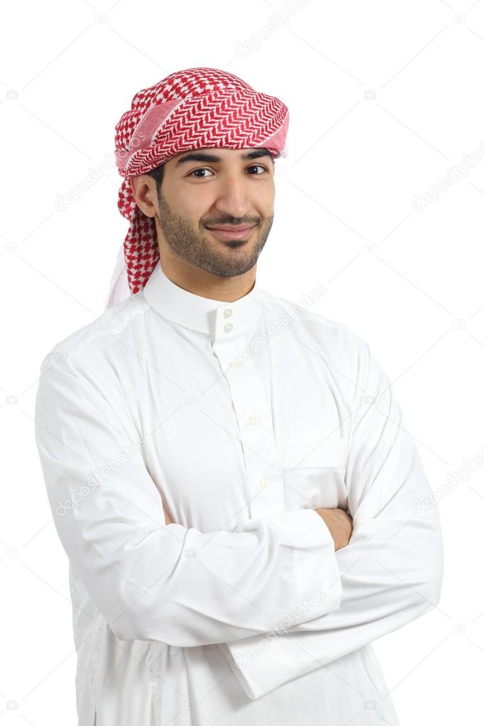 Arab man posing happy with folded arms