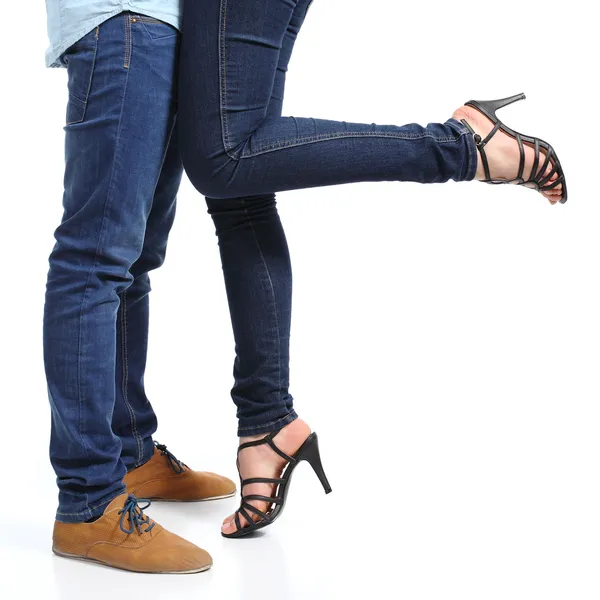 Close up of a cuddling couple legs — Stock Photo, Image