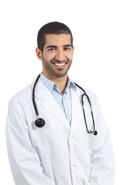 Arabe saoudien médecin homme posant heureux — Photo