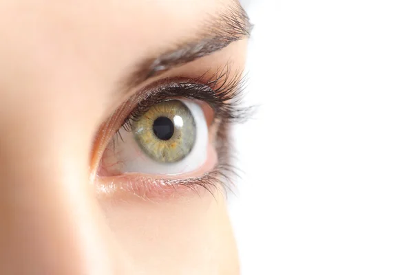 Nahaufnahme einer schönen Frau grüne Augen — Stockfoto