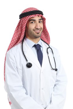 Arab saudi emirates doctor man posing happy clipart