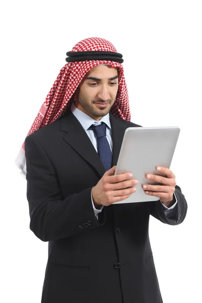 Arab saudi emirates business man using a tablet reader — Stock Photo, Image