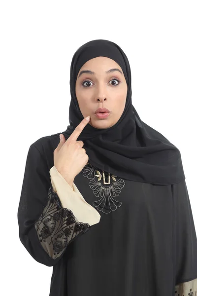Arab saudi emirates woman gesturing oops — Stock Photo, Image