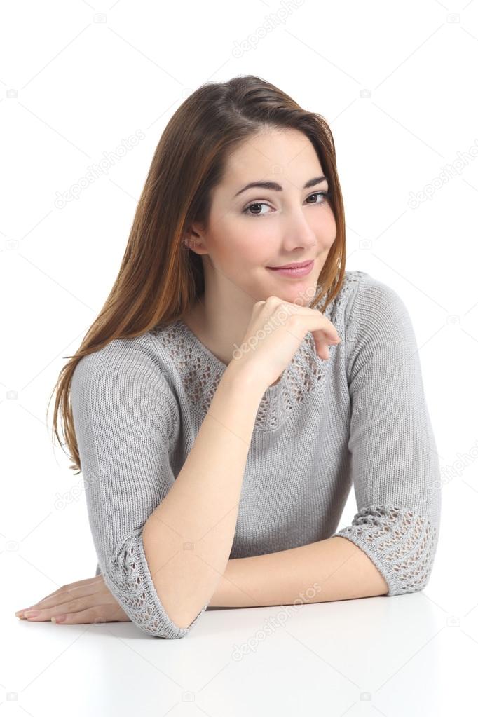 Beautiful woman portrait  posing raising eyebrow