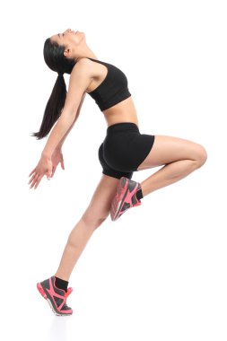 Profil de femme fitness danse faisant des exercices d'aérobie